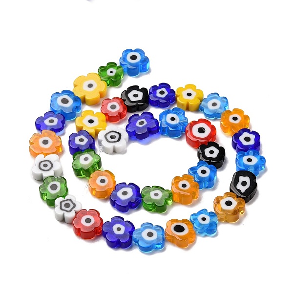 

PandaHall Handmade Millefiori Glass Bead Strands, Flower, Mixed Color, 10~13x4mm, Hole: 1mm, about 36~37pcs/strand, 16.34''(41.5cm)..., Multicolor