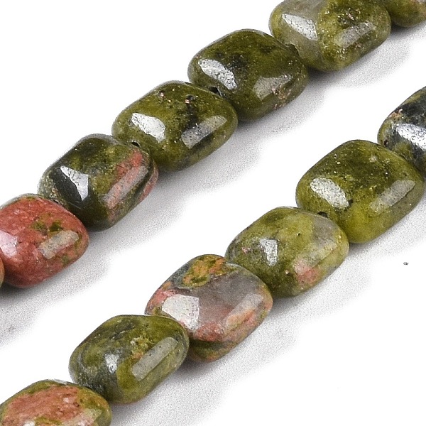 

PandaHall Natural Unakite Beads Strands, Square, 8.5x8.5x5mm, Hole: 1.6mm, about 50pcs/strand, 16.34''(41.5cm) Unakite Square