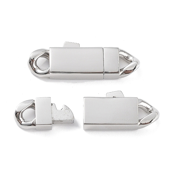 

PandaHall 304 Stainless Steel Bayonet Clasps, Rectangle, Stainless Steel Color, 28.5x10x4mm, Hole: 4x3mm 304 Stainless Steel Rectangle