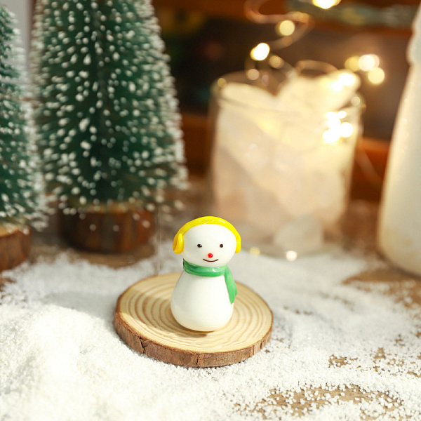 

PandaHall Christmas Theme Mini Glass Snowman Ornaments, for Home Deaktop Display Decorations, Yellow, 40x24mm Glass Snowman Yellow