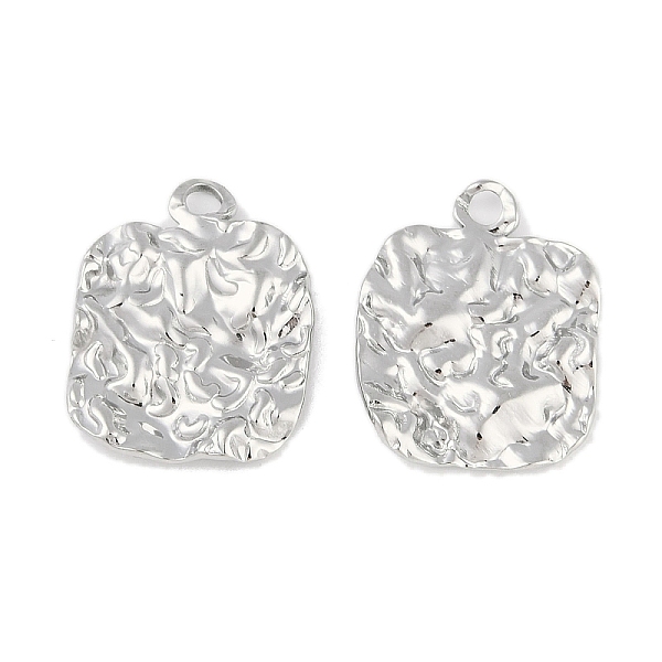 

PandaHall 304 Stainless Steel Pendants, Textured Square Charm, Stainless Steel Color, 20x16x2.2mm, Hole: 2.3mm 304 Stainless Steel Square