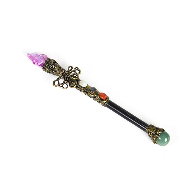 

PandaHall Natural Quartz & Metal Octopus Magic Wand, Wood Cosplay Magic Wand, for Witches and Wizards, Plum, 265mm Quartz Octopus Purple