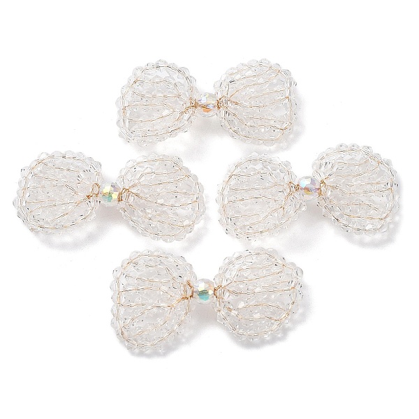

PandaHall Copper Wire Wrapped Glass Beaded Bowknot Cabochons, Clear, 24x41x5.5mm Glass Bowknot Clear