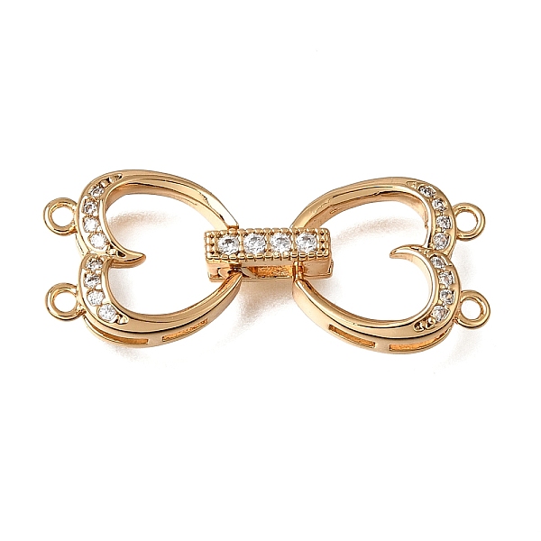Heart Brass Micro Pave Clear Cubic Zirconia Fold Over Clasps