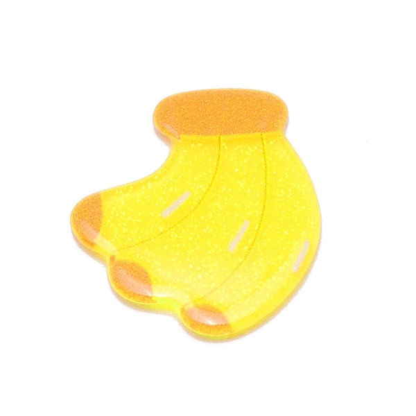 

PandaHall Opaque Resin Decoden Cabochons, with Glitter Powder, Banana, Yellow, 24x22x2mm Resin Fruit Yellow