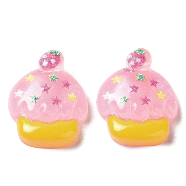 

PandaHall Translucent Resin Decoden Cabochons, Cupcake with Star, Pink, 17.5x14.5x6mm Resin Food Pink