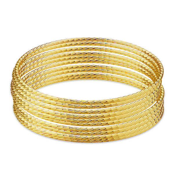 

PandaHall SHEGRACE Brass Buddhist Bangle Sets, Real 24K Gold Plated, 2-3/8 inch(6.2cm), 10pcs/set Brass