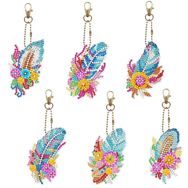 

PandaHall DIY Diamond Painting Pendant Decoration Kits, with Resin Rhinestones, Diamond Sticky Pen, Tray Plate and Glue Clay, Feather, No...