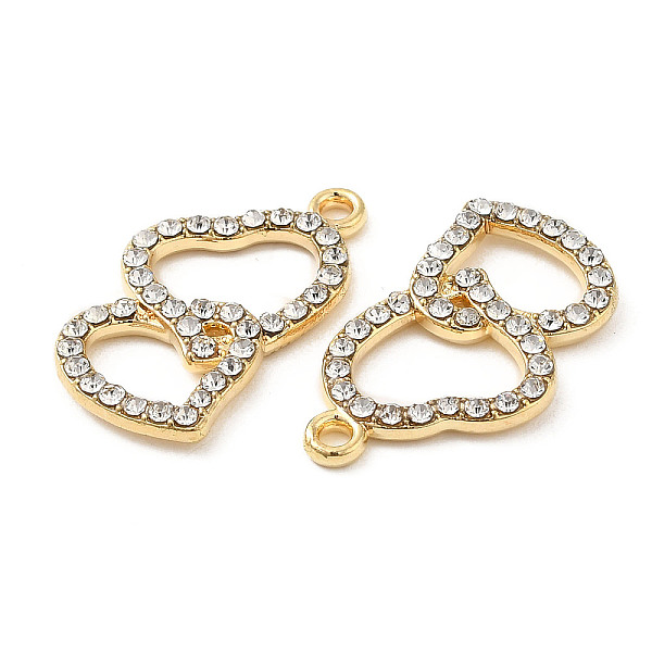 

PandaHall Alloy Pendants, with Crystal Rhinstone, Heart Charm, Lead Free & Cadmium Free, Light Gold, 23x13x2.5mm, Hole: 1.6mm..., Clear