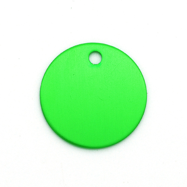 PandaHall Colored Aluminum Pendants, Laser Cut, Double Sided Dog Pet Name Phone Number ID Tag Charm, Flat Round, Spring Green, 30x1mm, Hole...