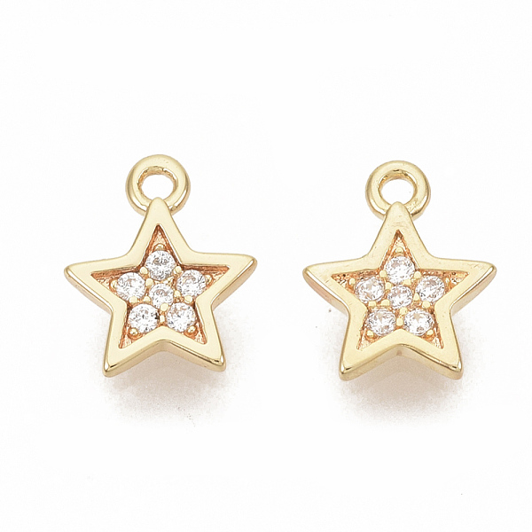 

PandaHall Brass Micro Pave Cubic Zirconia Charms, Nickel Free, Star, Clear, Real 18K Gold Plated, 8.5x6.5x1.5mm, Hole: 1mm Brass+Cubic...