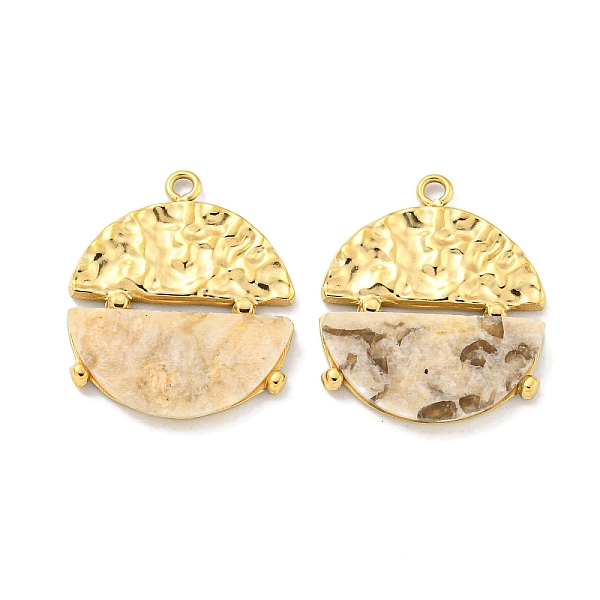 

PandaHall Vacuum Plating 304 Stainless Steel Pendants, Natural Feldspar Flat Round Charms, Real 18K Gold Plated, 17.5x15x2mm, Hole: 1.2mm...