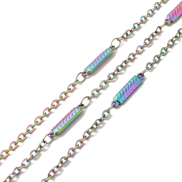 

PandaHall Ion Plating(IP) 304 Stainless Steel Rectangle Link Chains, with Spool, Soldered, Rainbow Color, 15x3x1.5mm, 2.5x2x0.3mm, about...