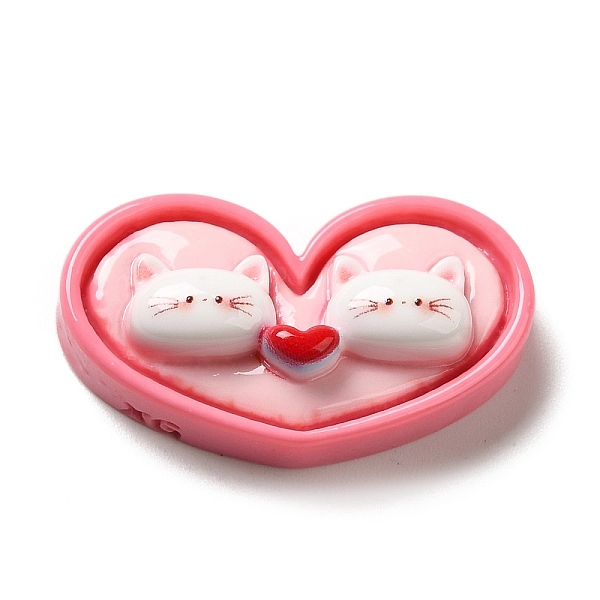 

PandaHall Cat Theme Opaque Resin Decoden Cabochons, Heart, 16x28x18mm Resin Heart