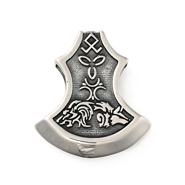 

PandaHall 304 Stainless Steel Nordic Viking Ax Pendants, Odin Wolf Fenrir, Antique Silver, 43x38.5x8mm, Hole: 9.5x4.5mm 304 Stainless Steel...