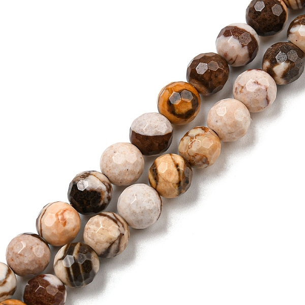 

PandaHall Natural Zebra Jasper Beads Strands, Faceted(128 Facets), Round, 6~7mm, Hole: 1mm, about 59~60pcs/strand, 14.96~15.16 inch...