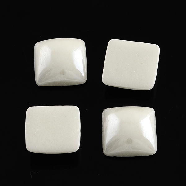 

PandaHall Pearlized Plated Opaque Glass Cabochons, Square, White, 6x6x3mm Glass Square White