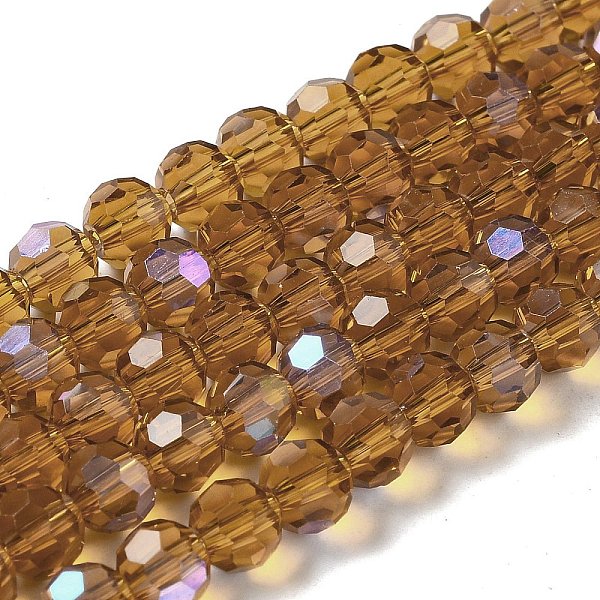 

PandaHall Electroplate Transparent Glass Beads Strands, Faceted, Round, Rainbow Plated, Dark Goldenrod, 6mm, Hole: 1mm, about...