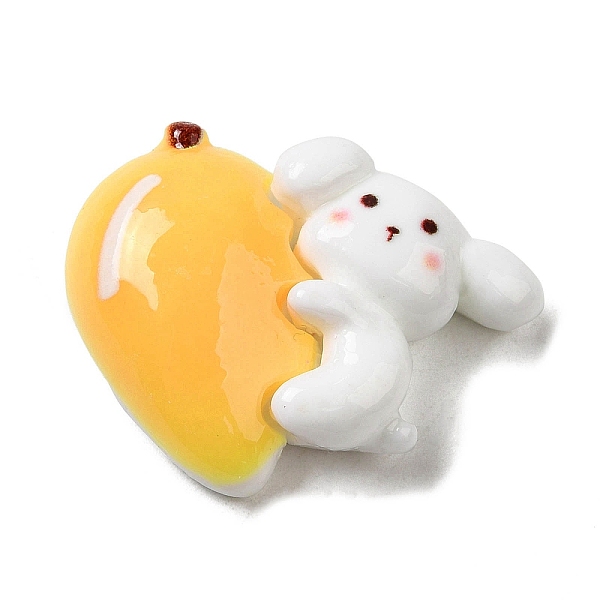 

PandaHall Opaque Resin Fruit Cabochons, Cartoon Dog Cabochons, for Jewelry Making, Mango, 22.5x28x8.5mm Resin Mango Gold