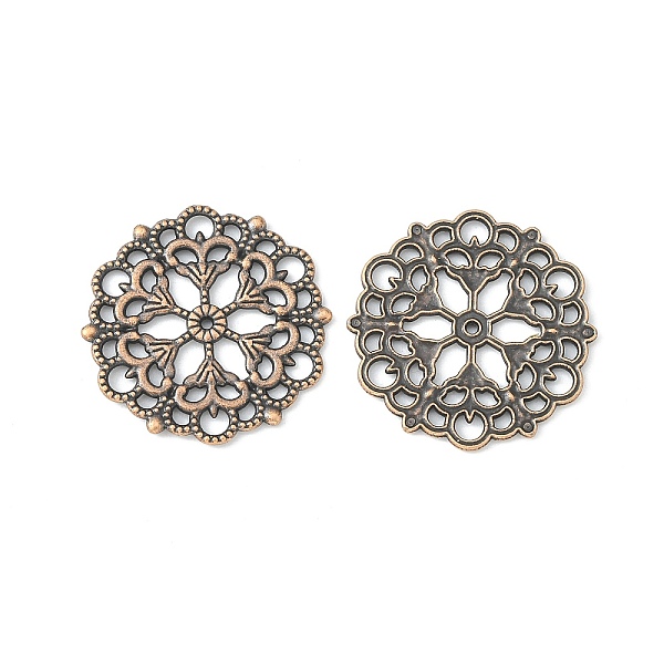 

PandaHall Tibetan Style Filigree Joiners Links, Cadmium Free & Nickel Free & Lead Free, Flower, Red Copper, 29x1mm, Hole: 1.2mm Alloy Flower