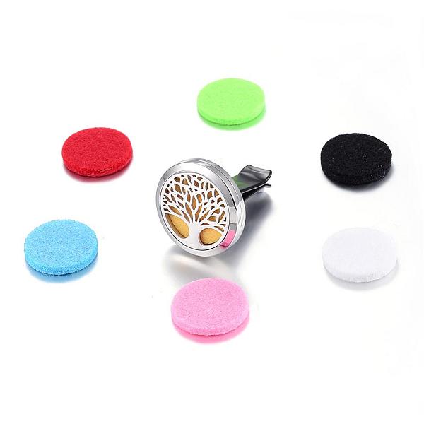 

PandaHall 316 Surgical Stainless Steel Car Diffuser Locket Clips, with Perfume Pad and Magnetic Clasps, Flat Round with Tree of Life, Mixed..., Multicolor