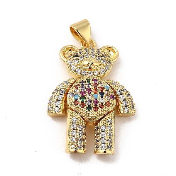 

PandaHall Brass Micro Pave Cubic Zirconia Pendants, Bear Charm, Mechanical Charm, Golden, Colorful, 26.5x18x7mm, Hole: 4x3mm Brass+Cubic...
