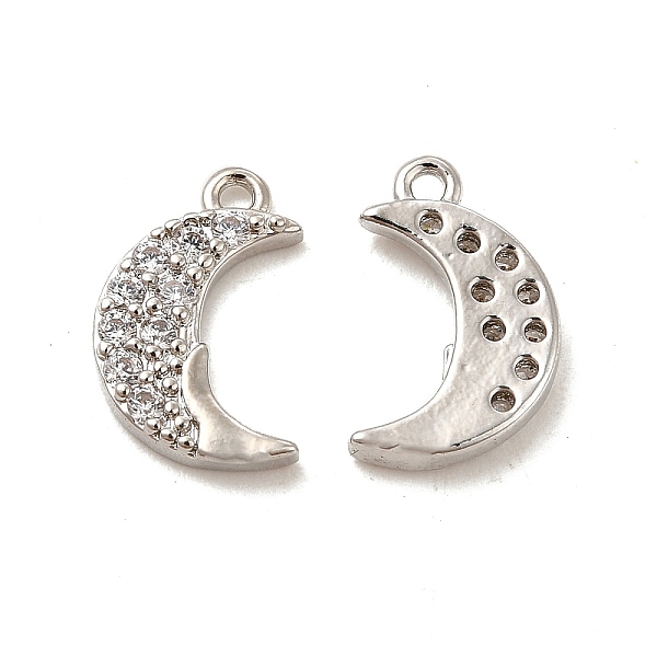 

PandaHall Rack Plating Brass Micro Pave Clear Cubic Zirconia Pendants, Long-Lasting Plated, Cadmium Free & Lead Free, Moon Charm, Platinum...