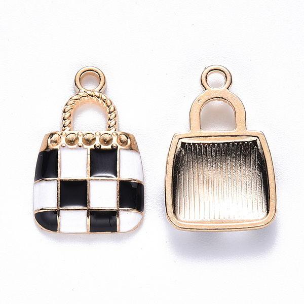 

PandaHall Alloy Enamel Pendants, Handbag, Light Gold, Black, 21x13.5x3mm, Hole: 2mm Alloy+Enamel Bag Black