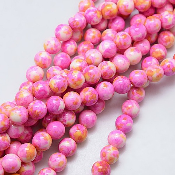 

PandaHall Synthetic Ocean White Jade Beads Strands, Dyed, Round, Deep Pink, 8mm, Hole: 1mm, about 52pcs/strand, 15.35 inch Ocean White Jade...