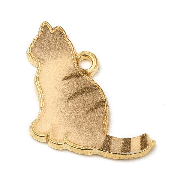 

PandaHall Alloy Enamel Pendants, Cat Charm, Golden, Moccasin, 17x19x1.5mm, Hole: 1.4mm Alloy+Enamel Cat Shape Orange