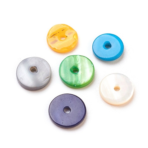 

PandaHall Shell Beads, Dyed, Disc/Flat Round, Heishi Beads, Mixed Color, 7~8mm, Hole: 1mm Freshwater Shell Disc Multicolor