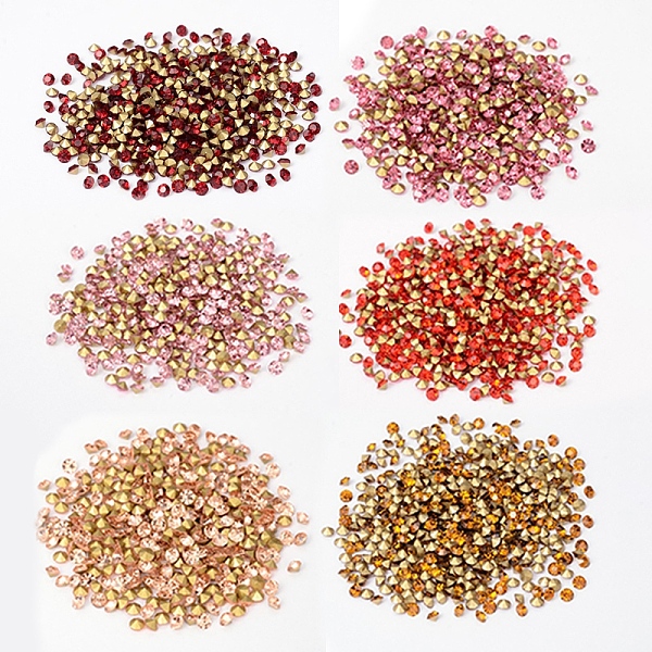 

PandaHall Back Plated Grade A Diamond Glass Pointed Rhinestone, Mixed Color, 1.9~2mm, about 1440pcs/bag Glass Rhinestone Diamond Red