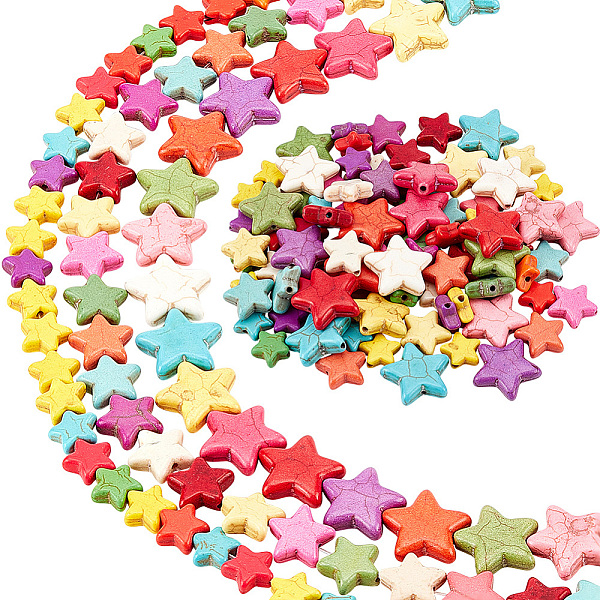 

PandaHall arricraft 3 Strands Star Shape Turquoise Beads, 3 Styles Crackle Star Charms Stone Beads Colorful Little Twinkle Star Spacer Beads...