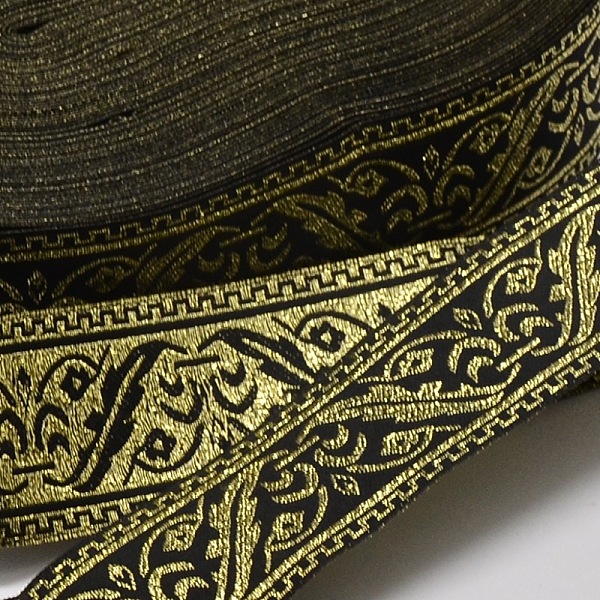 

PandaHall Polyester Ribbons, with Tree Pattern, Jacquard Ribbon, Black, 1-1/4 inch(33mm), 33yards/roll(30.1752m/roll) Polyester None Black