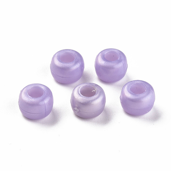 

PandaHall Plastic Pearlized Beads, Barrel, Lilac, 9x6mm, Hole: 3.5mm, about 1900pcs/500g. Plastic Barrel Purple
