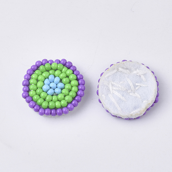 

PandaHall Glass Seed Beads Cabochons, Cluster Beads, with Non-Woven Fabric, Flat Round, Lime Green, 17~18x3.5~4mm Glass Flat Round Green