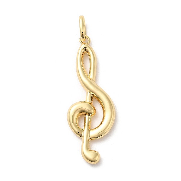 PandaHall Brass Big Pendants, Long-Lasting Plated, Lead Free & Cadmium Free, Musical Note Charm, Real 18K Gold Plated, 68.5mm, Hole...