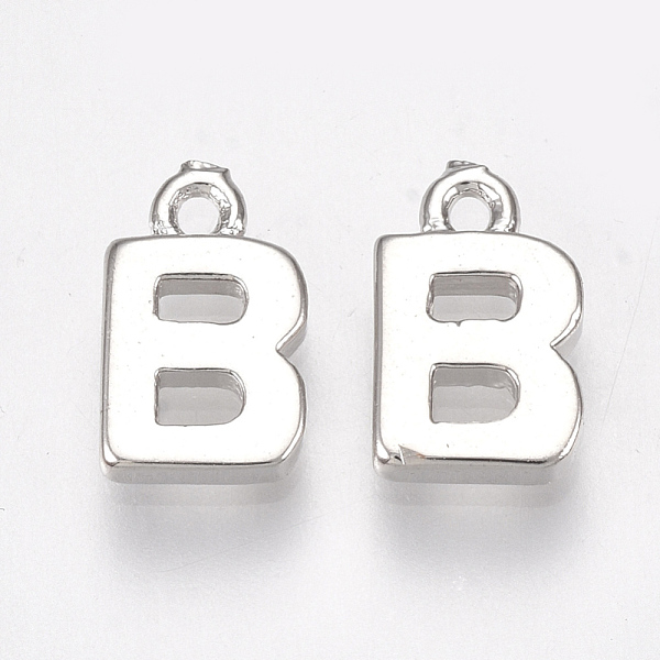 

PandaHall Brass Charms, Letter, Nickel Free, Real Platinum Plated, Letter.B, 8.5x5x1.5mm, Hole: 0.8mm Brass Letter