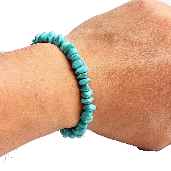 

PandaHall Natural Turquoise Beaded Stretch Bracelets for Men Women, Chip, 5-7/8~6-1/4 inch(15~16cm) Natural Turquoise Chip Green