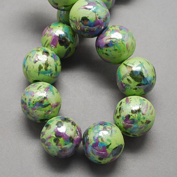 

PandaHall Handmade Porcelain Beads, Pearlized, Round, Yellow Green, 12mm, Hole: 2mm Porcelain Round Green