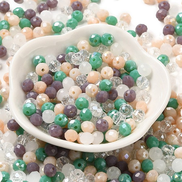 

PandaHall Glass Beads, Faceted, Rondelle, Thistle, 6x5mm, Hole: 1mm, about 2360pcs/500g Glass Rondelle Purple
