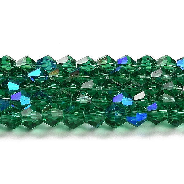 

PandaHall Transparent Electroplate Glass Beads Strands, AB Color Plated, Faceted, Bicone, Teal, 3.5mm, about 113~115pcs/strand, 36~36.5cm..., Cyan