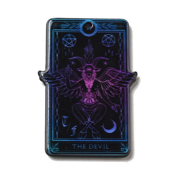 

PandaHall Double-sided Printed Acrylic Pendants, Halloween Theme, Tarot with The Devil, Tarot, 39x22.5~27x3.5mm, Hole: 1.5mm Acrylic Tarot