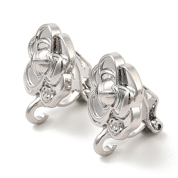 

PandaHall Alloy Clip-on Earring Findings, with Loops, for Non-pierced Ears, Rose, Platinum, 17x13.5x12mm, Hole: 2.5mm Alloy Flower