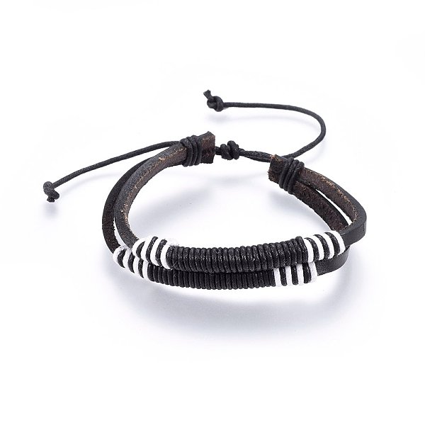 

PandaHall Leather Cord Multi-strand Bracelets, with Waxed Cord, Mixed Color, 2-1/8 inch(5.5cm)~3-3/8 inch(8.5cm) Leather Multicolor