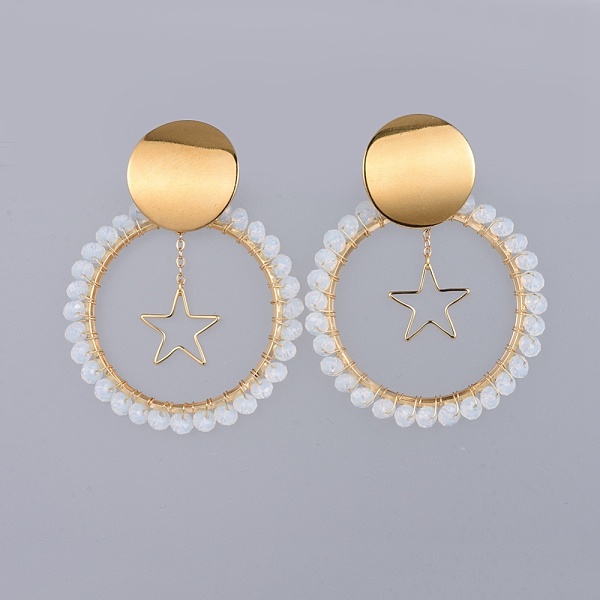 

PandaHall Dyed Natural Malaysia Jade Stud Earrings, with Brass, 304 Stainless Steel Stud Earring Findings and Ear Nuts/Earring Back, White...