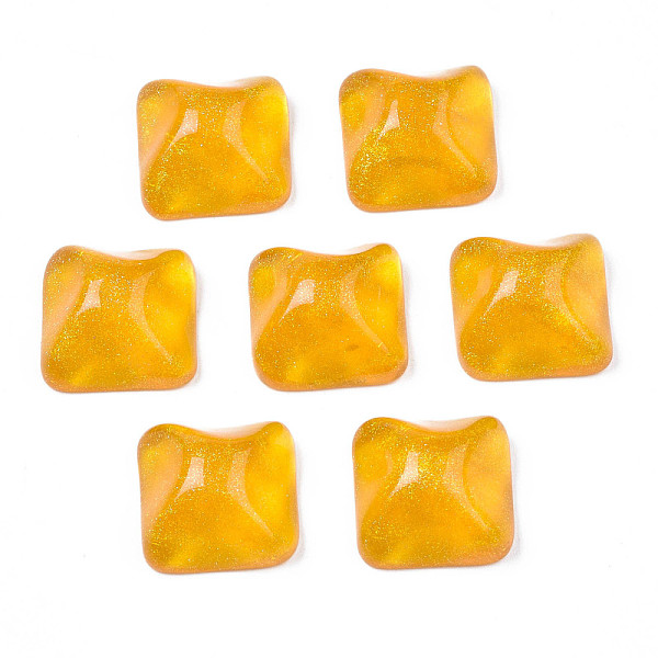 

PandaHall Transparent Resin Cabochons, Water Ripple Cabochons, with Glitter Powder, Square, Goldenrod, 16x16x8.5~9mm Resin Square Gold