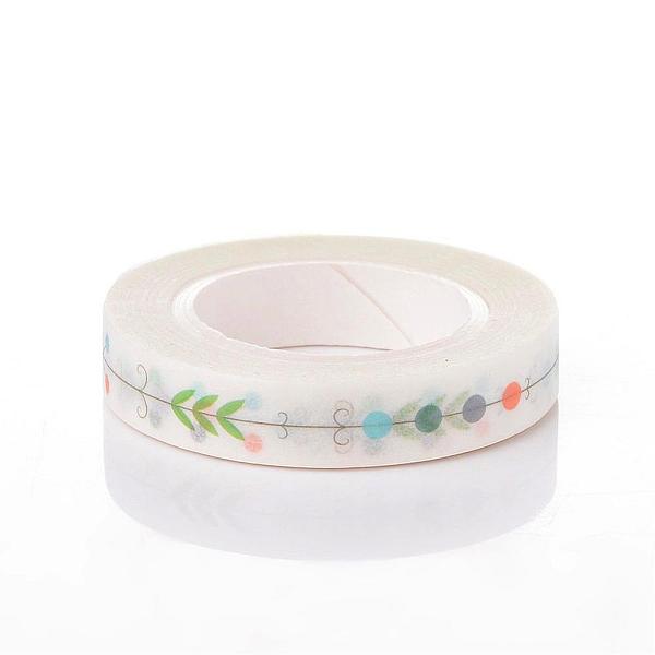 

PandaHall Leaf & Flat Round DIY Scrapbook Decorative Paper Tapes, Adhesive Tapes, Colorful, 8mm, 10m/roll Paper