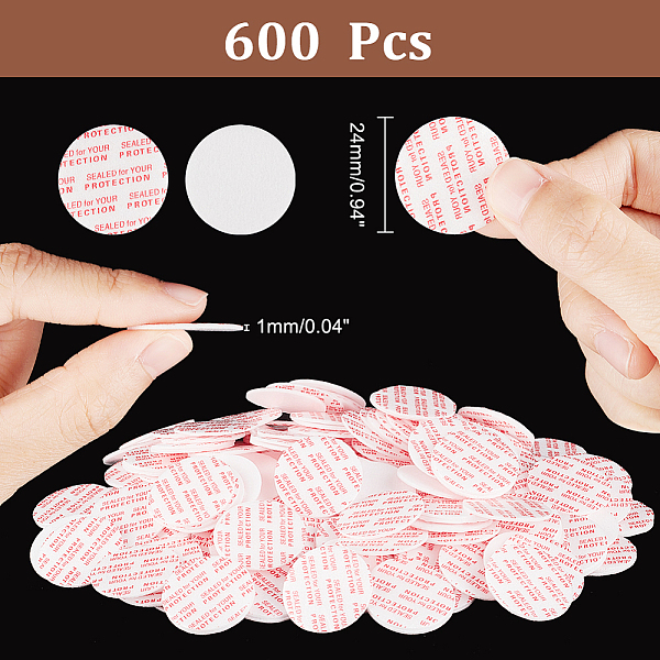 

PandaHall 600 Pcs Pressure Sensitive Seals, 24mm Waterproof Foam Lid Liners Round Safety Tamper Resistant Jar Seals Bottle Seals for..., White