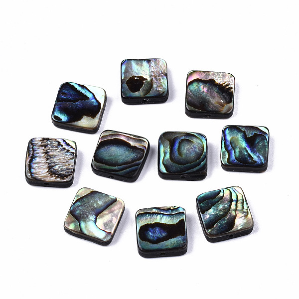 

PandaHall Natural Abalone Shell/Paua Shell Beads, Square, Colorful, 11.5~12.5x11.5~12.5x3.5mm, Hole: 1mm Paua Shell Square